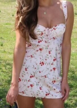 Rumored EUC Loverboy Mini Dress Satin Sundress‎ L Flirty Romantic Floral Pink